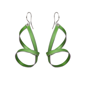 Lime short drop ribbon earrings