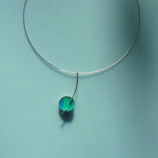 green and blue single disc pendant