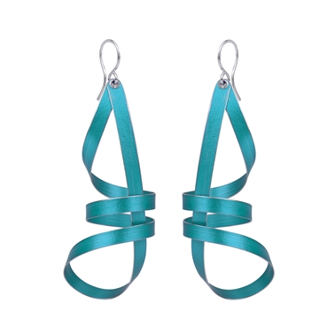 Turquoise long ribbon drop earrings
