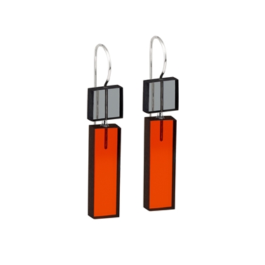 Long Construction earrings grey and orange