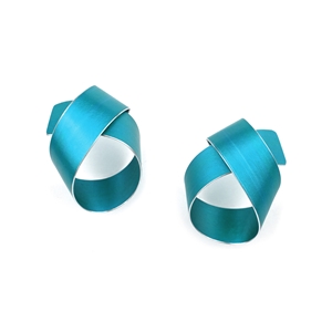 Turquoise blue wide coil stud earrings