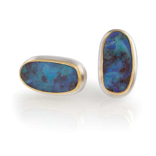24ct Gold and Silver Cufflinks with Bolder Opals
