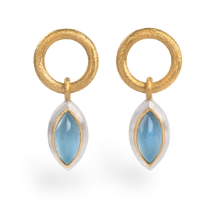 24ct Gold and Silver with Aquamarine Cabochon