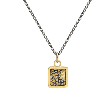 Gold plated blue and gold square framed pendant
