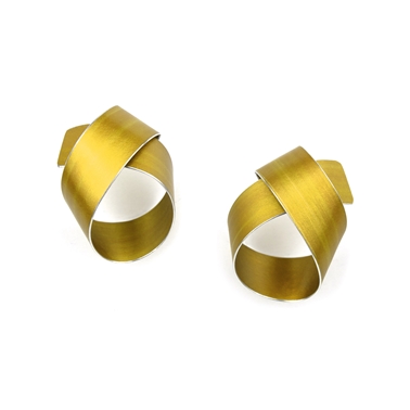 Yellow wide coil stud earrings