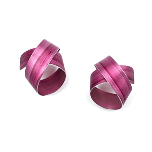 Pink wide coil stud earrings