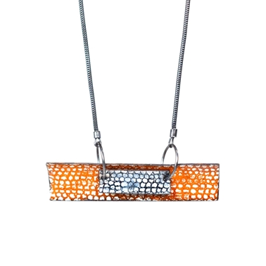 Two Piece Curved Rectangle Necklace - Tangerine and Blue