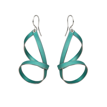 Jade short drop ribbon earrings