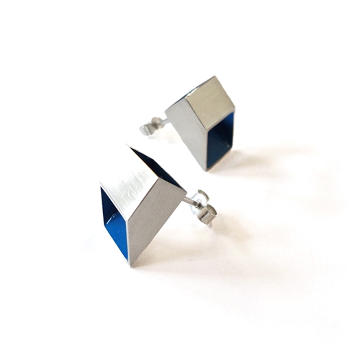 Blue & Silver Tube Studs