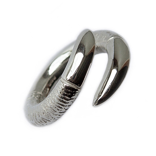 Double point silver spiral ring
