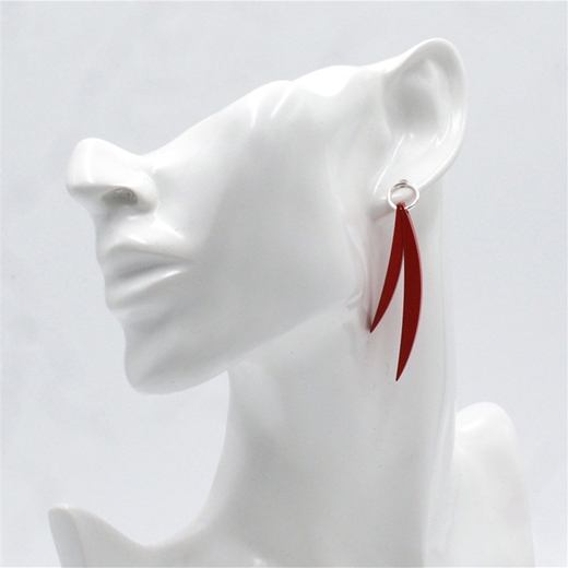 Red Double Luna Studs