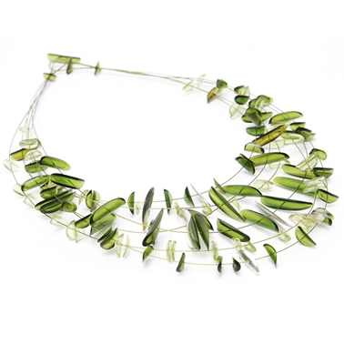 Green six strand fragment & shard necklace
