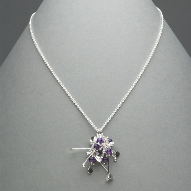 Blossom wire cluster pendant with amethyst, polished