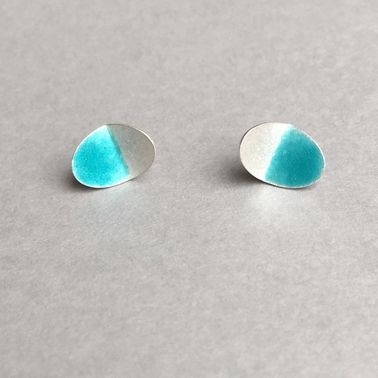 Deep turquoise/silver fold studs