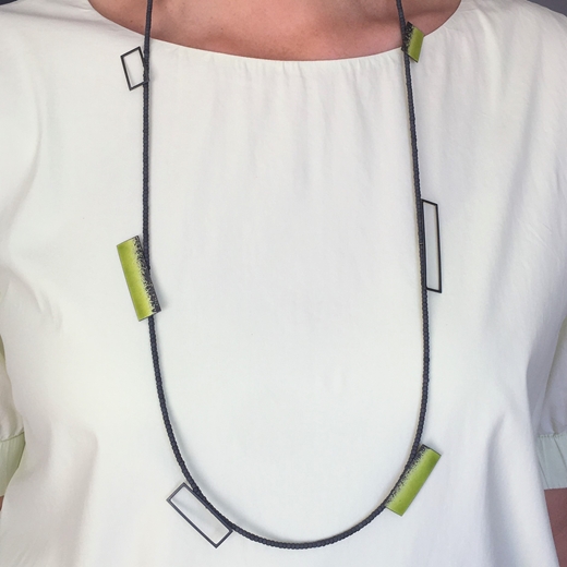 Yellow Green Rectangles necklace