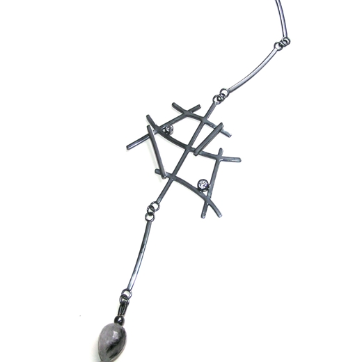 Tourmalinated Quartz Drop Necklace - long - detail.
