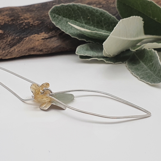 back orchid leaf loop pendant