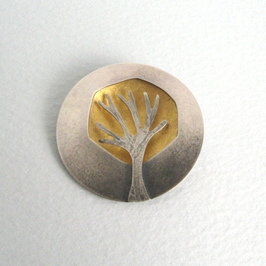 gold dome tree brooch