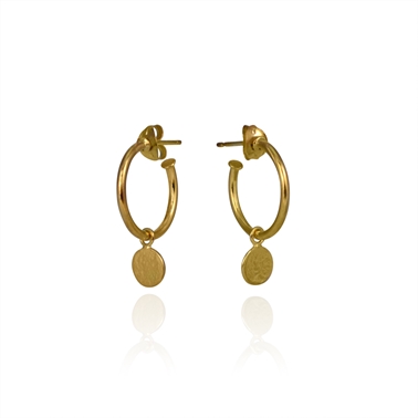 Paillette Drop Hoop Earrings Gold