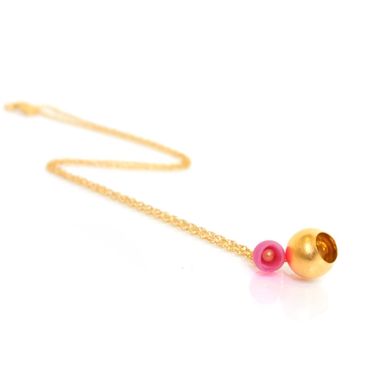 gold 2 cup pendant pink