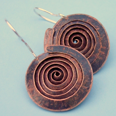 Spiral copper earrings