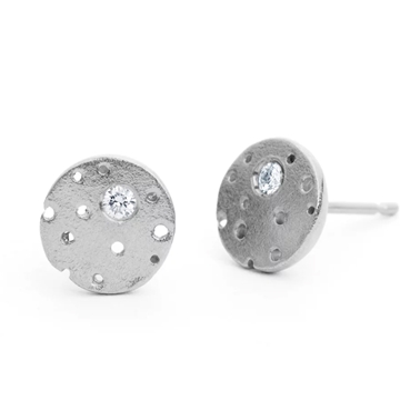 Silver and diamond earrings
