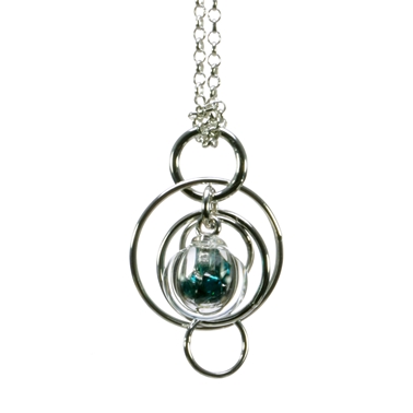 Teal-CZ-lampworked-blown-glass-smaller-single-bubble-sterling-silver-pendant-by-Charlotte-Verity