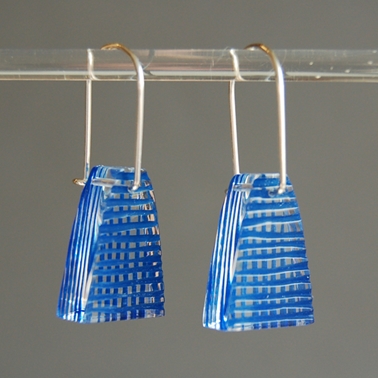 blue weave short drop earrings