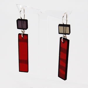 grey and red Construction earrings 21