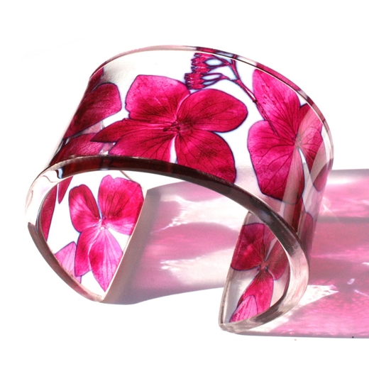 pink Hydrangea 45 mm cuff Recycled Plastic