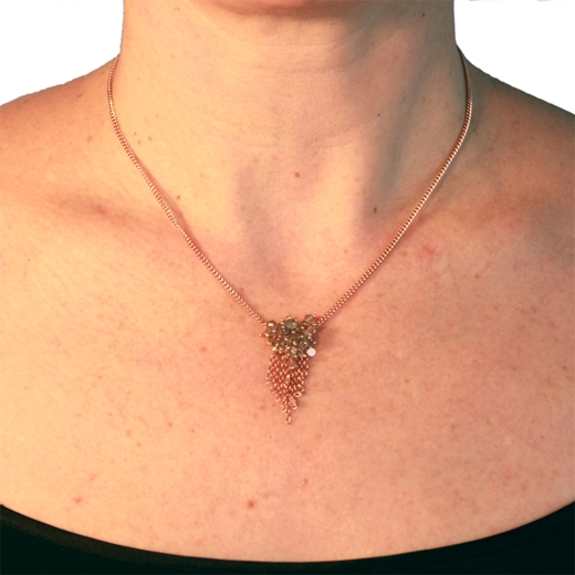 Labradorite and Rose Gold Tassel Necklace Model