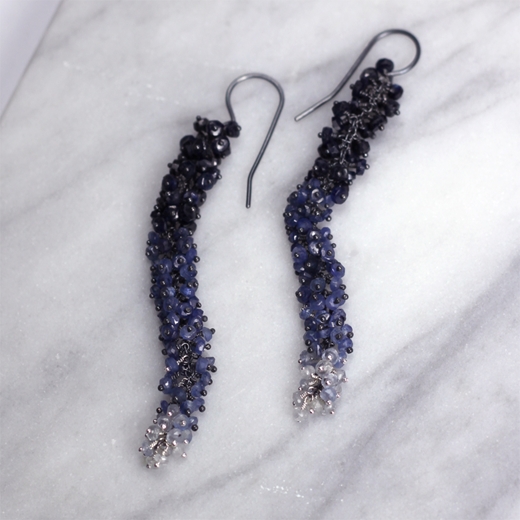 Sapphire oxidised ombre earrings