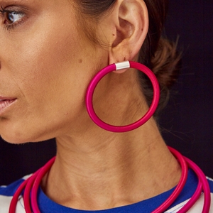 Super Hoop Earrings Hot Pink + Cherry