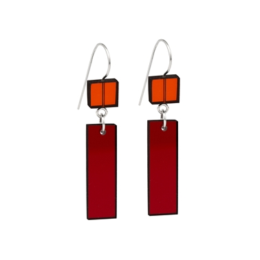 Architect earrings orange and red