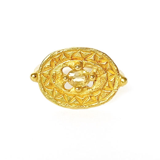 Yellow Sapphire Shield Ring