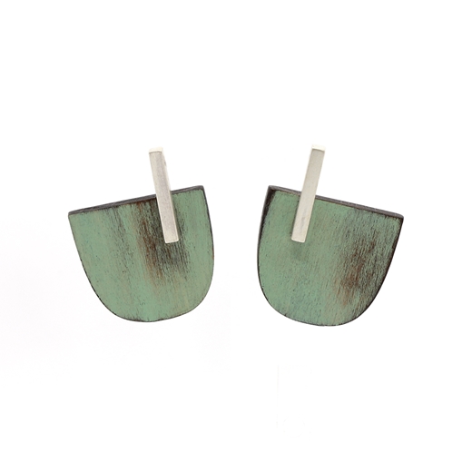 Half Oval Silver Bar earrings - front