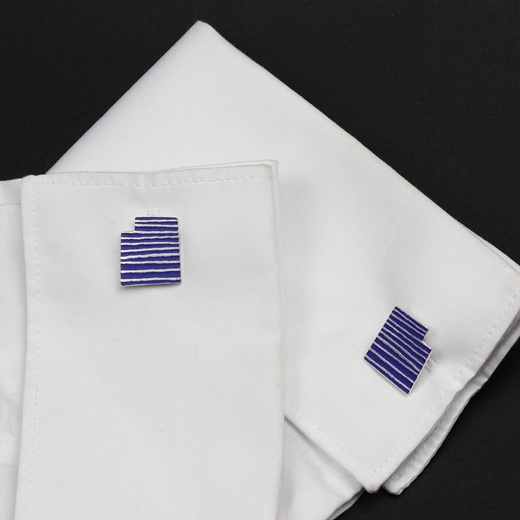 ‘Lines in Motion’ Cufflinks - on shirt