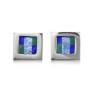 Polished Square Earrings Green/Blue