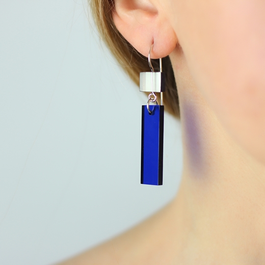 Architect earrings aqua and blue worn