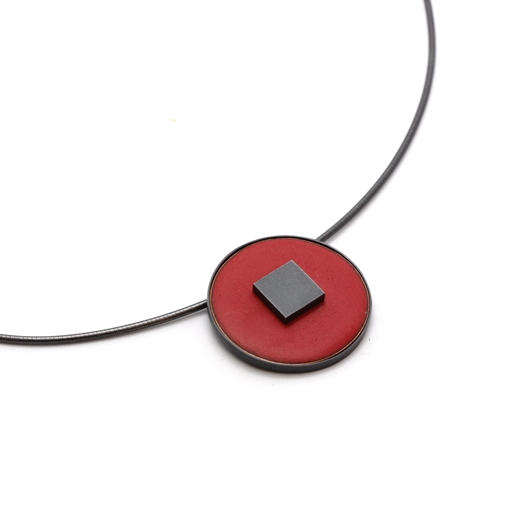 Red Square Pendant - detail