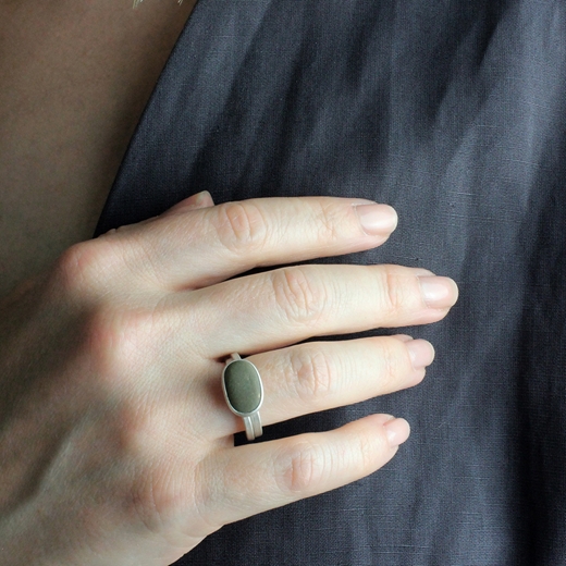 Pebble wrap ring - worn
