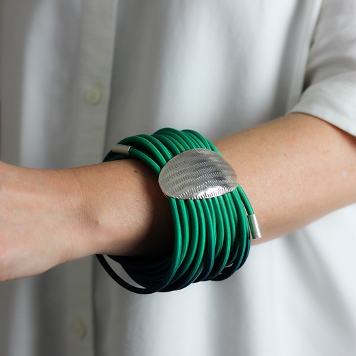 Emerald & pine big oval cuff	 - worn