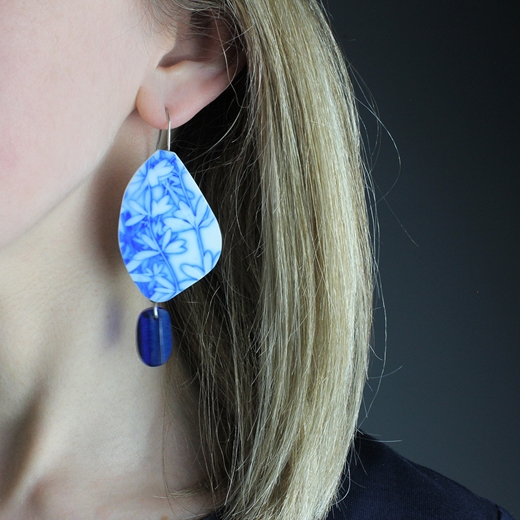 China Blue Double drop earrings - worn