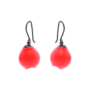 Fluoro red/orange silicone drop earrings