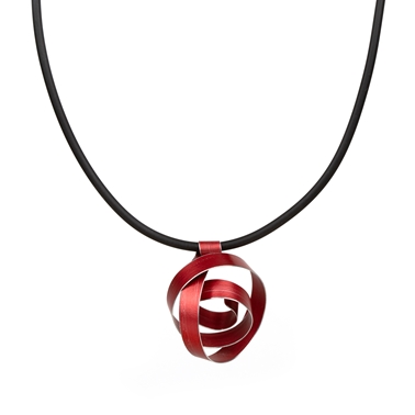 Red wide ribbon coil pendant