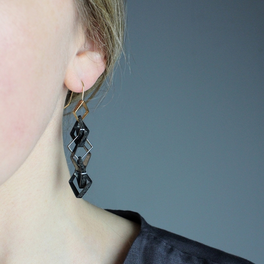 Fault Lines chain earrings - worn