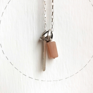 Chunky loop,tag and stone pendant
