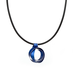 Royal blue wide ribbon coil pendant