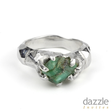 Rough emerald rock ring