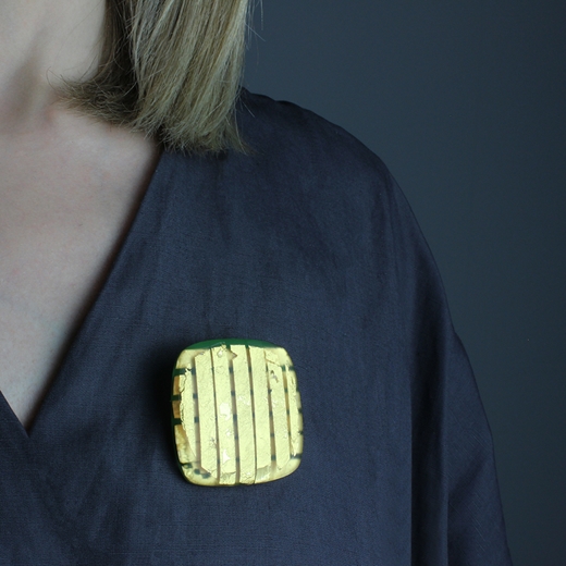 Square Pillow Brooch - worn